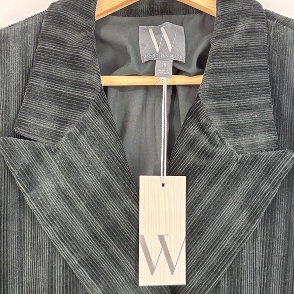 Worthington Womens Size 18 Double Breasted Blazer Jacket Forest Green Corduroy - Picture 5 of 11